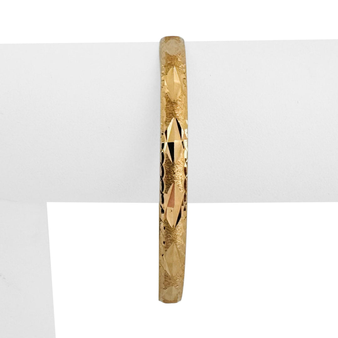 18k Yellow Gold 11.8g Solid Vintage 6mm Diamond Cut Bangle Bracelet 8.5"