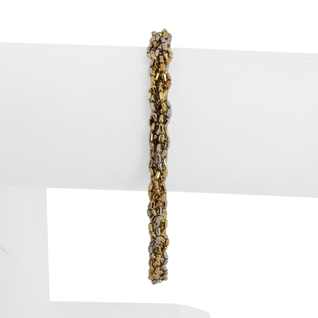 18k Yellow White and Rose Gold 16.3g Solid UnoAErre Woven Bracelet Italy 7.5"
