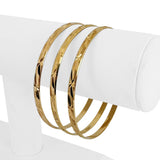 Set of Three 18k Yellow Gold 25.2g Solid Diamond Cut Bangle Bracelets 8"