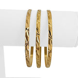Set of Three 18k Yellow Gold 25.2g Solid Diamond Cut Bangle Bracelets 8"