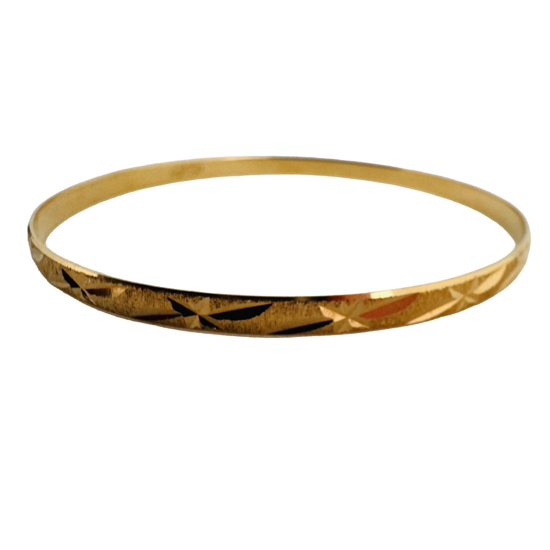 Set of Three 18k Yellow Gold 25.2g Solid Diamond Cut Bangle Bracelets 8"