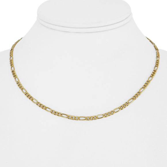 18k Yellow Gold 4.4g Hollow Light 3mm Figaro Link Chain Necklace Italy 16