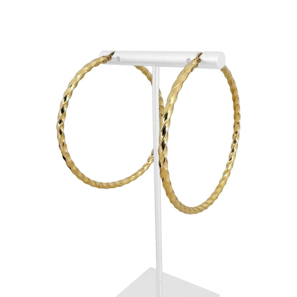 14k Yellow Gold 6.2g Large Spiral Twisted Hoop Earrings 2.5