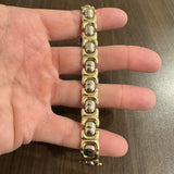 14k Yellow and White Gold 21g Two Tone 12mm Fancy Link Bracelet Italy 7.25"