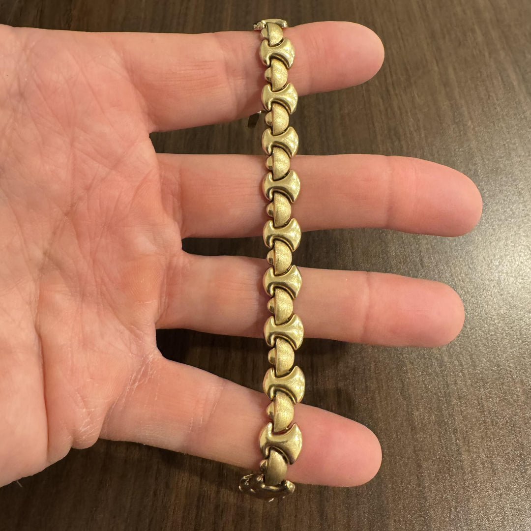 14k Yellow Gold 14g Ladies Polished and Brushed Fancy Link Bracelet 7"