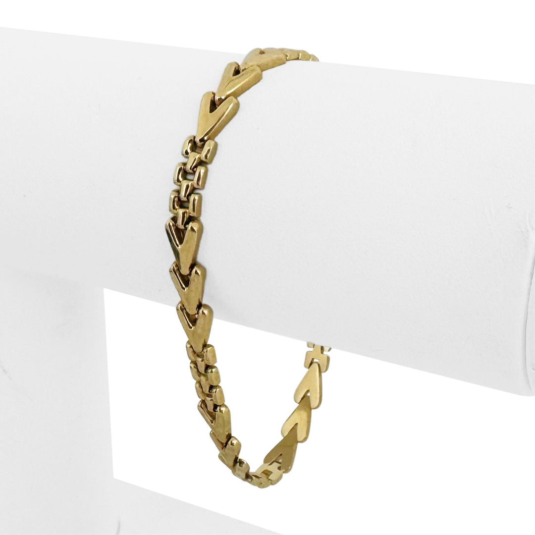 14k Yellow Gold 7.8g Ladies Vintage 5.5mm Fancy V Link Bracelet Italy 7"