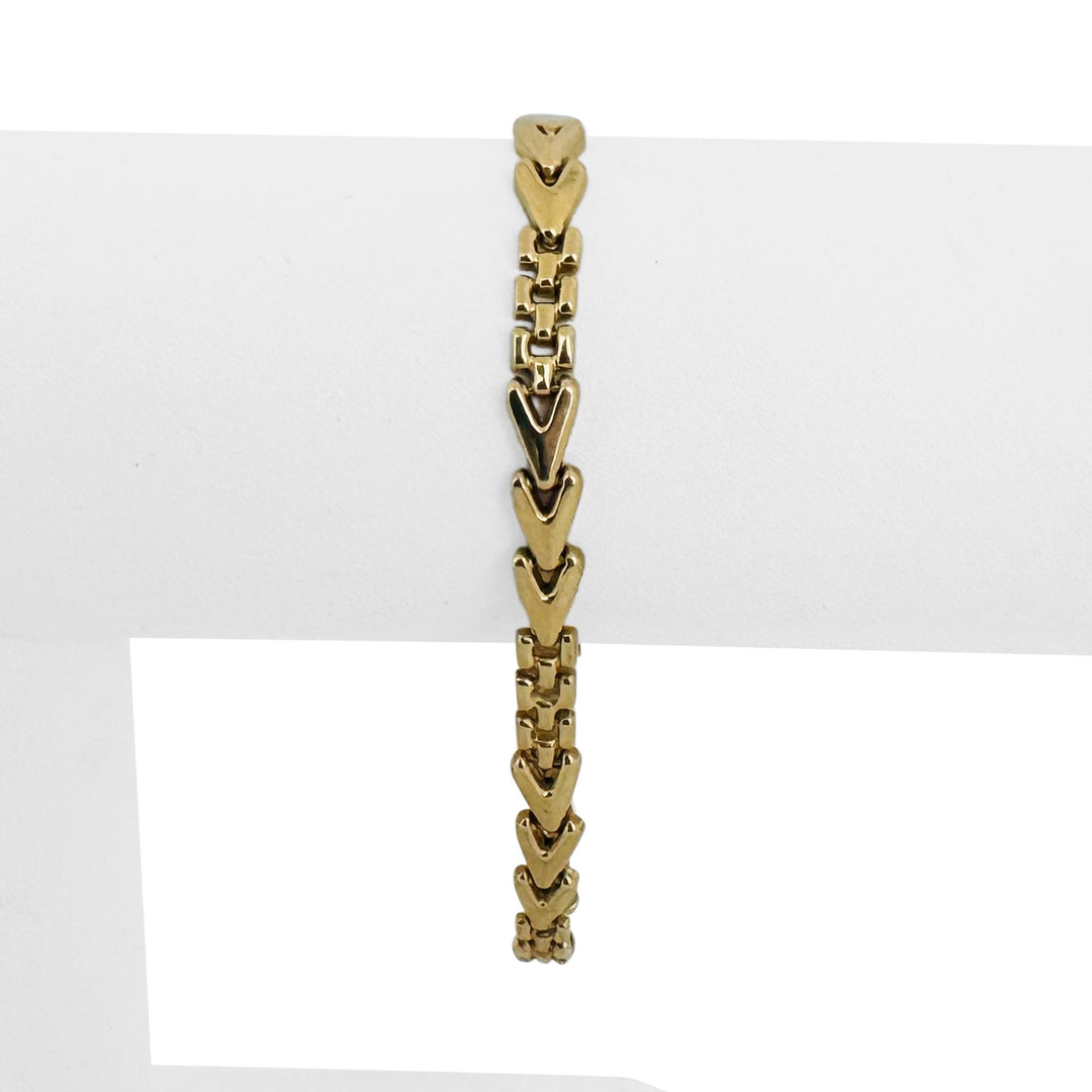 14k Yellow Gold 7.8g Ladies Vintage 5.5mm Fancy V Link Bracelet Italy 7"