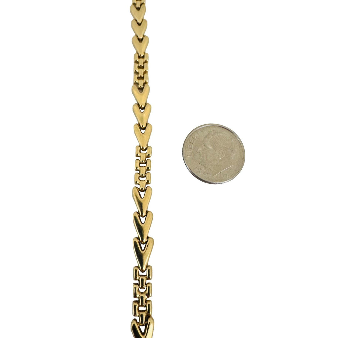 14k Yellow Gold 7.8g Ladies Vintage 5.5mm Fancy V Link Bracelet Italy 7"
