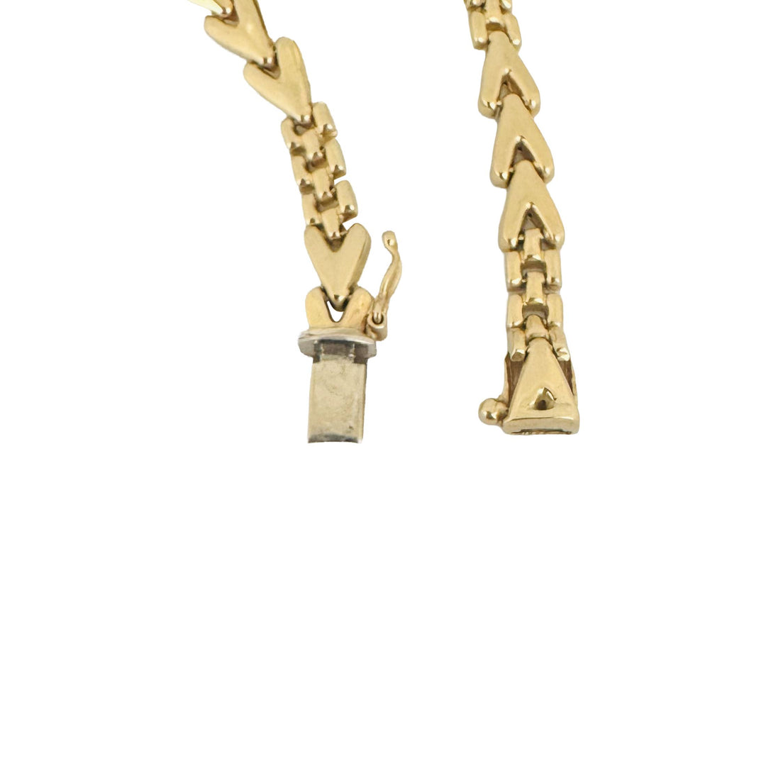 14k Yellow Gold 7.8g Ladies Vintage 5.5mm Fancy V Link Bracelet Italy 7"