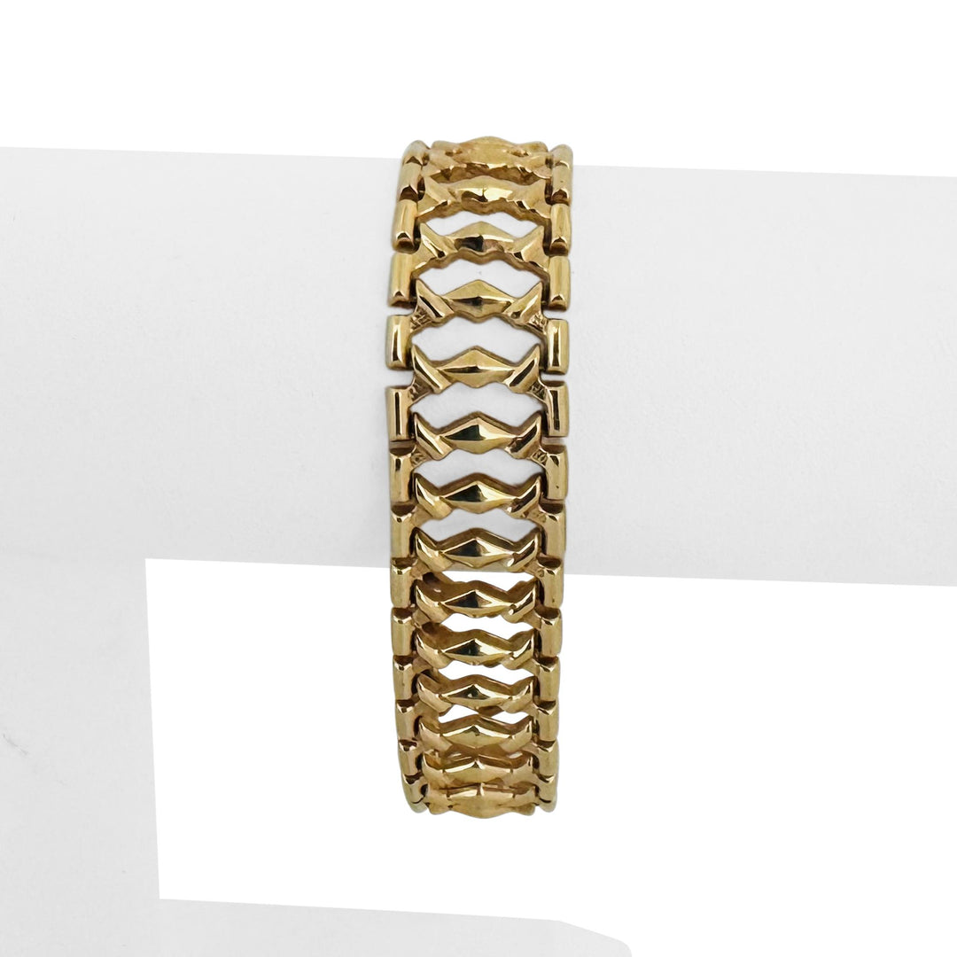 14k Yellow Gold 20.2g Ladies Vintage 16mm Fancy Link Bracelet 7"
