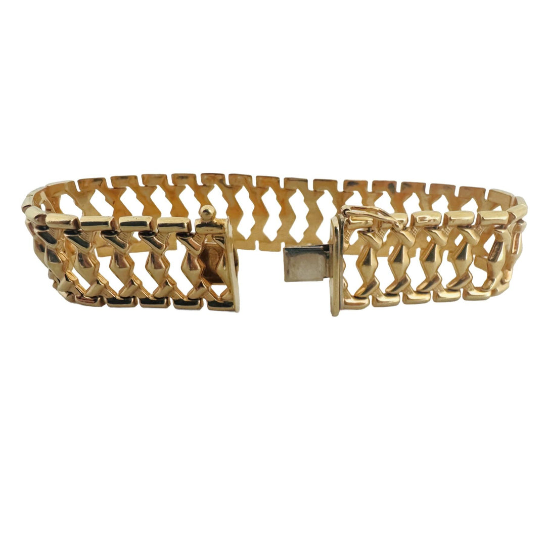 14k Yellow Gold 20.2g Ladies Vintage 16mm Fancy Link Bracelet 7"
