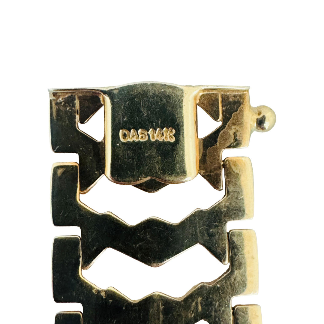 14k Yellow Gold 20.2g Ladies Vintage 16mm Fancy Link Bracelet 7"