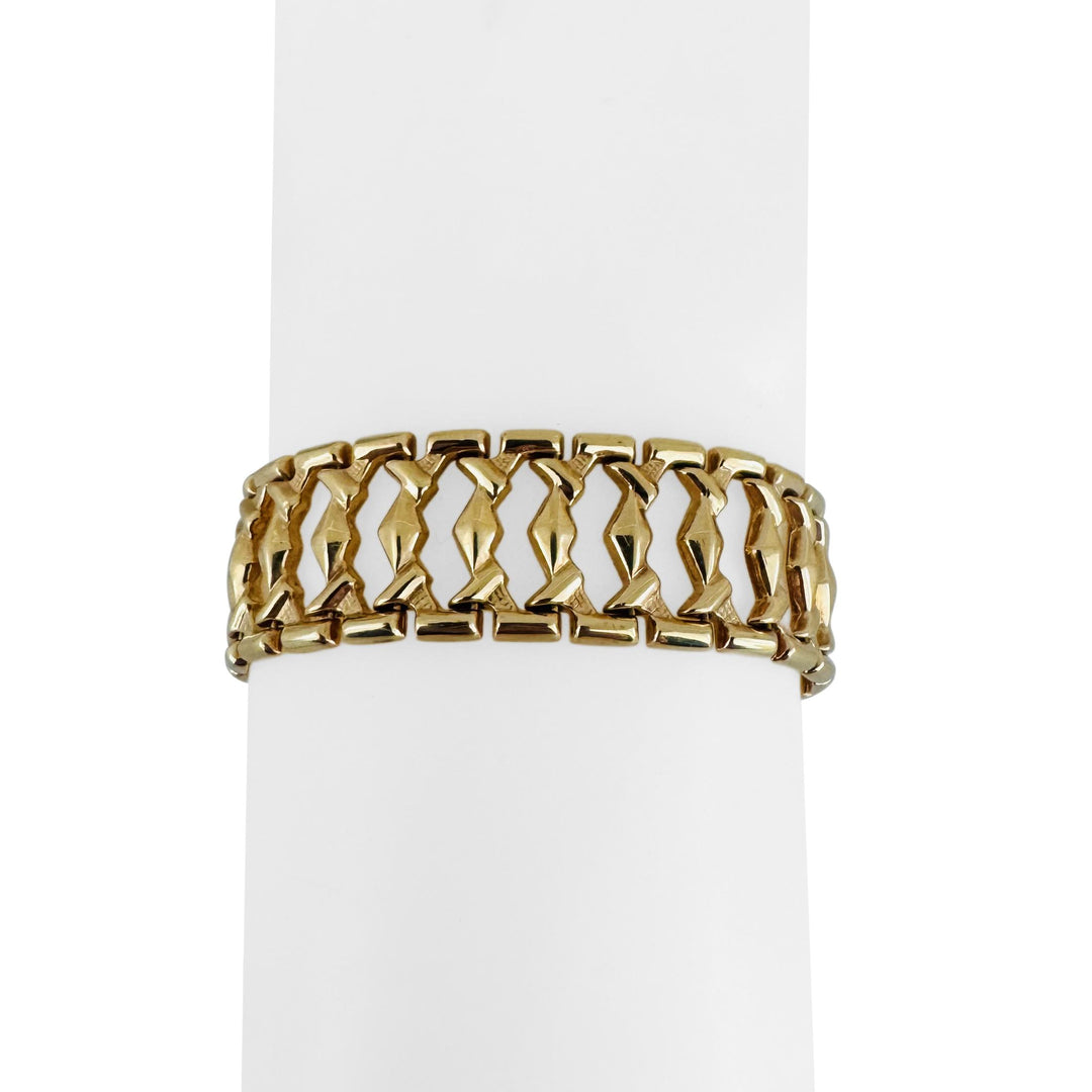 14k Yellow Gold 20.2g Ladies Vintage 16mm Fancy Link Bracelet 7"