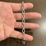 14k White Gold 4.7g Hollow Milor 7mm Fancy Cable Link Bracelet Italy 7.25"