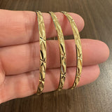 Set of Three 18k Yellow Gold 25.2g Solid Diamond Cut Bangle Bracelets 8"