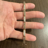 14k Rose Gold and 5cttw Champagne and White Diamond Bar Link Bracelet 6.5"