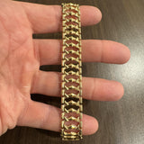 14k Yellow Gold 20.2g Ladies Vintage 16mm Fancy Link Bracelet 7"
