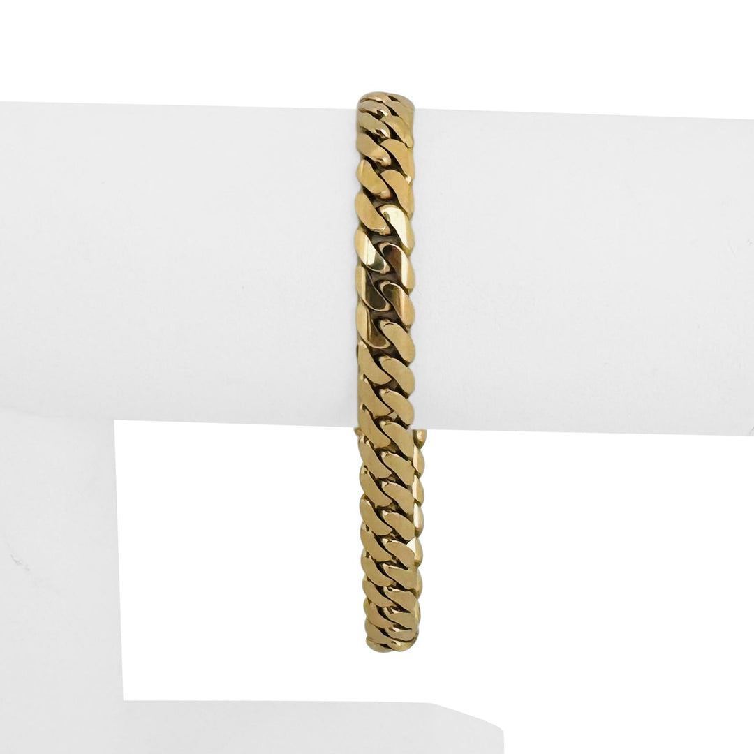 18k Yellow Gold 26.7g Solid Heavy 7mm Ladies Cuban Link Bracelet 7.25"