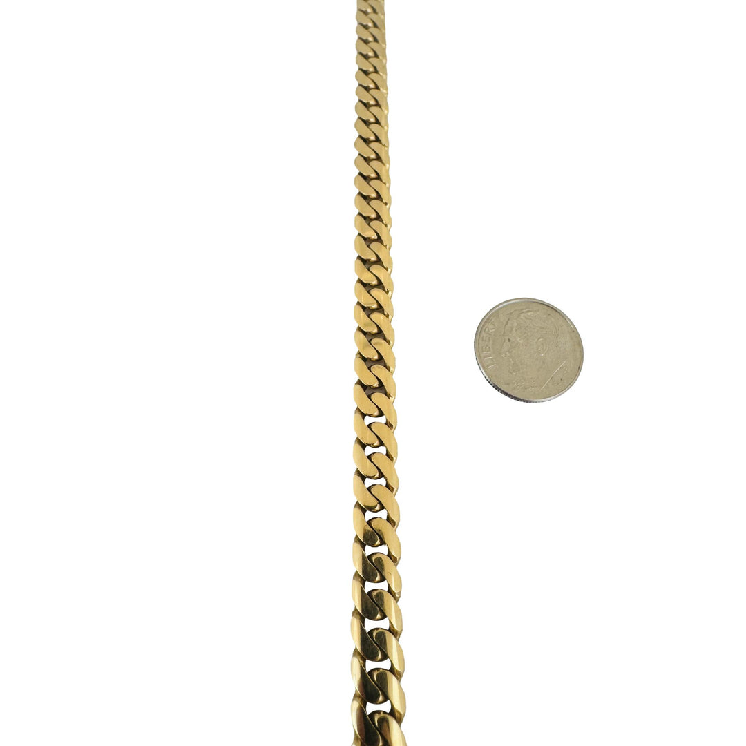 18k Yellow Gold 26.7g Solid Heavy 7mm Ladies Cuban Link Bracelet 7.25"