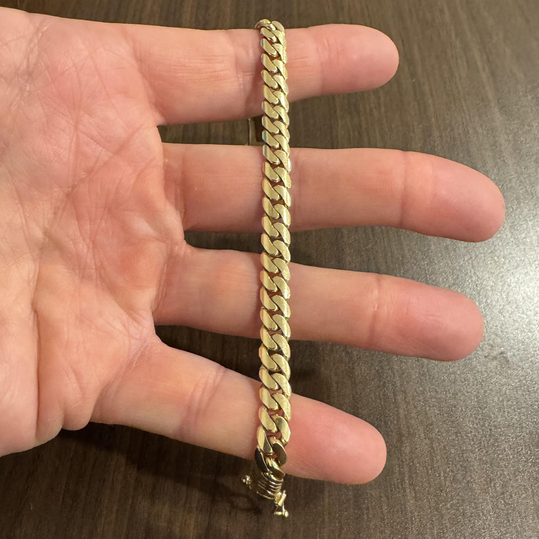 18k Yellow Gold 26.7g Solid Heavy 7mm Ladies Cuban Link Bracelet 7.25"