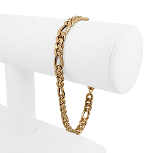 19k Portuguese Yellow Gold 8.3g Hollow Light 6mm Figaro Link Bracelet 7.75"