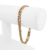 19k Portuguese Yellow Gold 8.3g Hollow Light 6mm Figaro Link Bracelet 7.75"