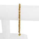 24k Pure Yellow Gold 12.6g Ladies 4mm Byzantine Link Heart Charm Bracelet 7.5"