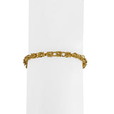 24k Pure Yellow Gold 12.6g Ladies 4mm Byzantine Link Heart Charm Bracelet 7.5"