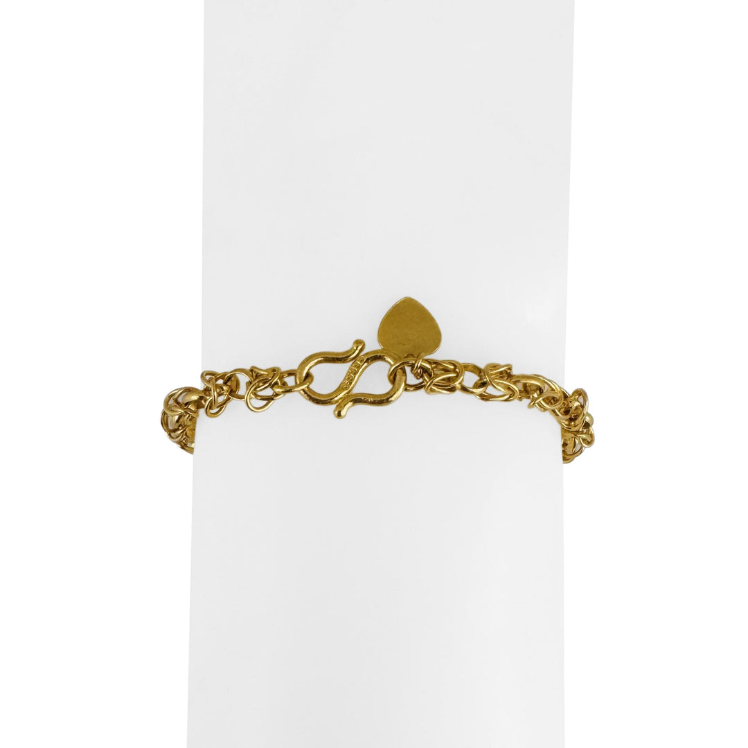 24k Pure Yellow Gold 12.6g Ladies 4mm Byzantine Link Heart Charm Bracelet 7.5"