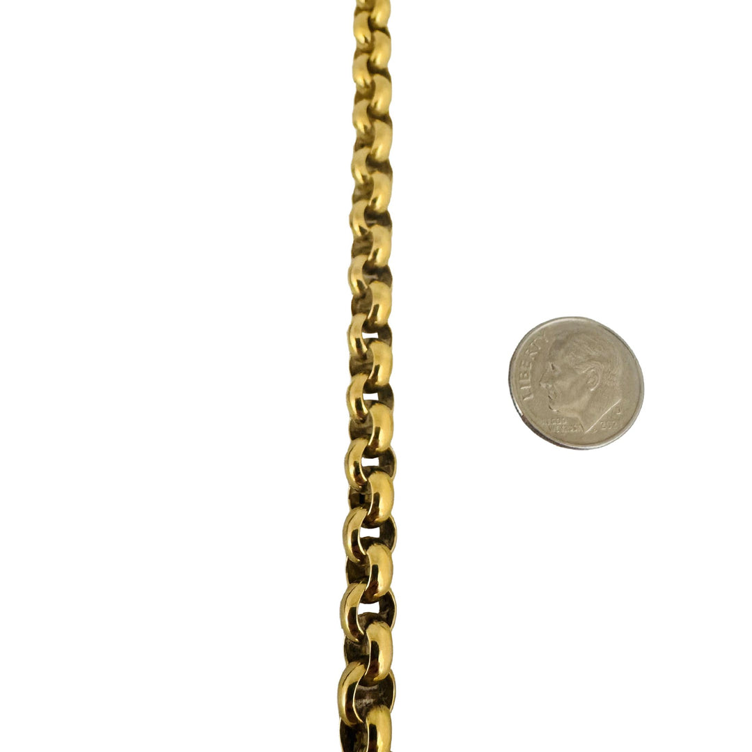 18k Yellow Gold 21g Vintage Heavy 7mm Rolo Link Bracelet Italy 7.5"