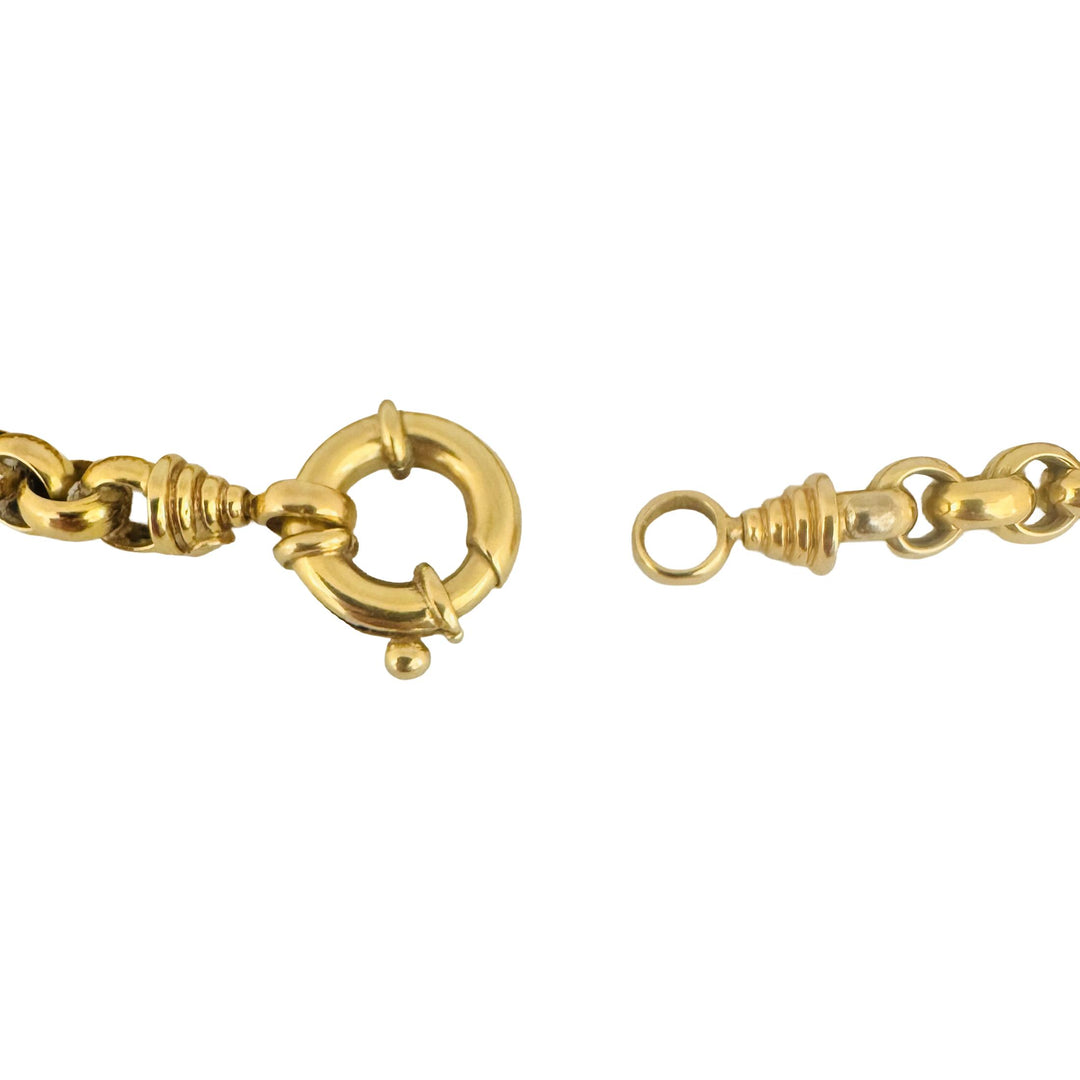 18k Yellow Gold 21g Vintage Heavy 7mm Rolo Link Bracelet Italy 7.5"