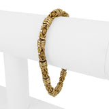 18k Yellow and White Gold 14g Vintage Fancy Byzantine Link Bracelet Italy 7"