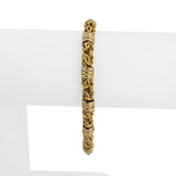 18k Yellow and White Gold 14g Vintage Fancy Byzantine Link Bracelet Italy 7"