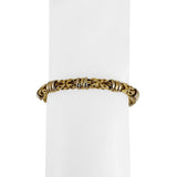 18k Yellow and White Gold 14g Vintage Fancy Byzantine Link Bracelet Italy 7"