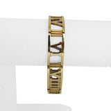14k Yellow and White Gold 22.6g Roman Numeral Panel Link Bracelet Italy 7.25"