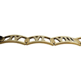 14k Yellow and White Gold 22.6g Roman Numeral Panel Link Bracelet Italy 7.25"