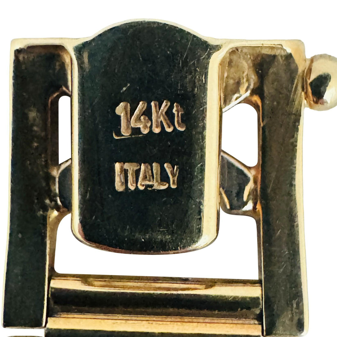 14k Yellow and White Gold 22.6g Roman Numeral Panel Link Bracelet Italy 7.25"