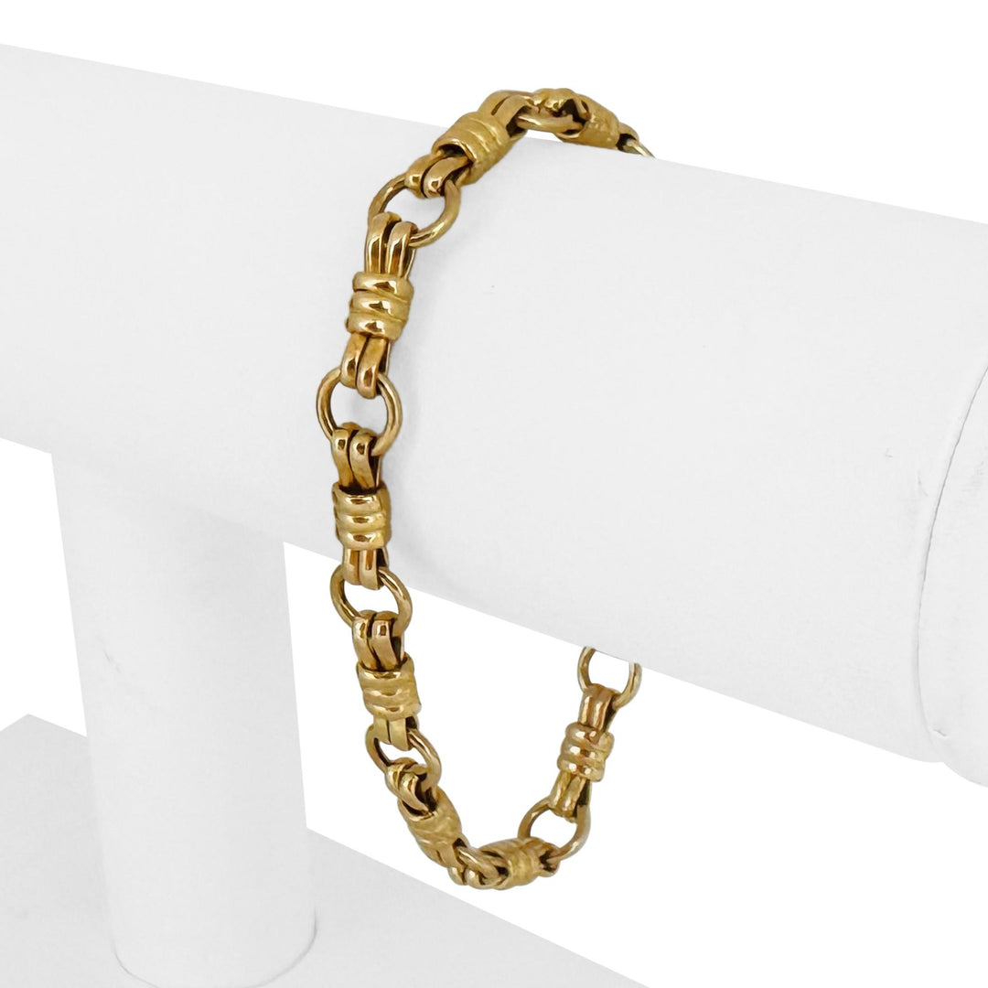 14k Yellow Gold 7.6g Ladies Fancy Link Toggle T Bar Bracelet Italy 7.5"