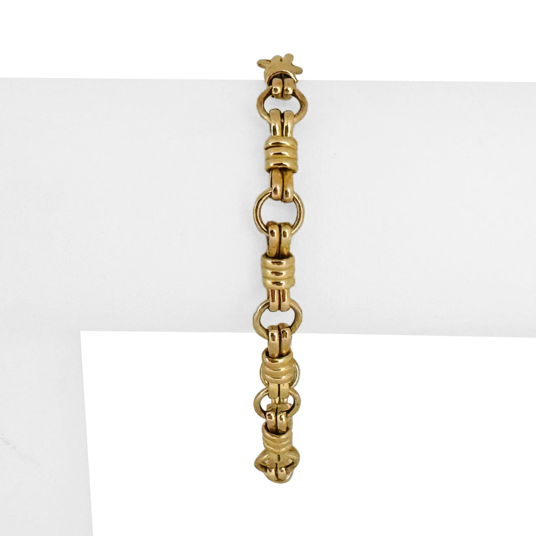 14k Yellow Gold 7.6g Ladies Fancy Link Toggle T Bar Bracelet Italy 7.5"