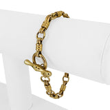 14k Yellow Gold 7.6g Ladies Fancy Link Toggle T Bar Bracelet Italy 7.5"