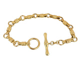 14k Yellow Gold 7.6g Ladies Fancy Link Toggle T Bar Bracelet Italy 7.5"