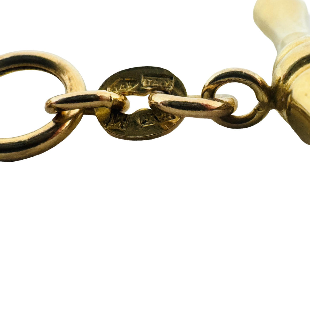 14k Yellow Gold 7.6g Ladies Fancy Link Toggle T Bar Bracelet Italy 7.5"