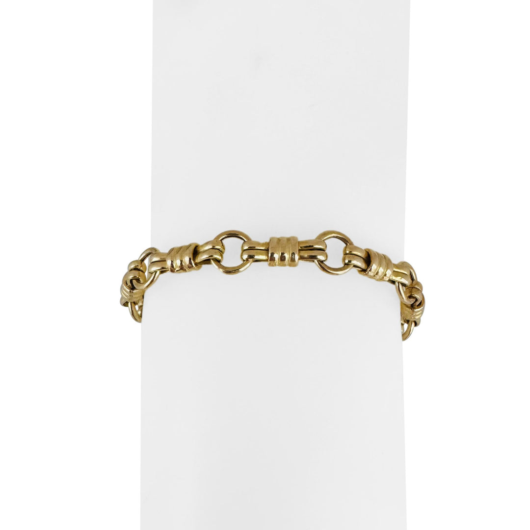 14k Yellow Gold 7.6g Ladies Fancy Link Toggle T Bar Bracelet Italy 7.5"