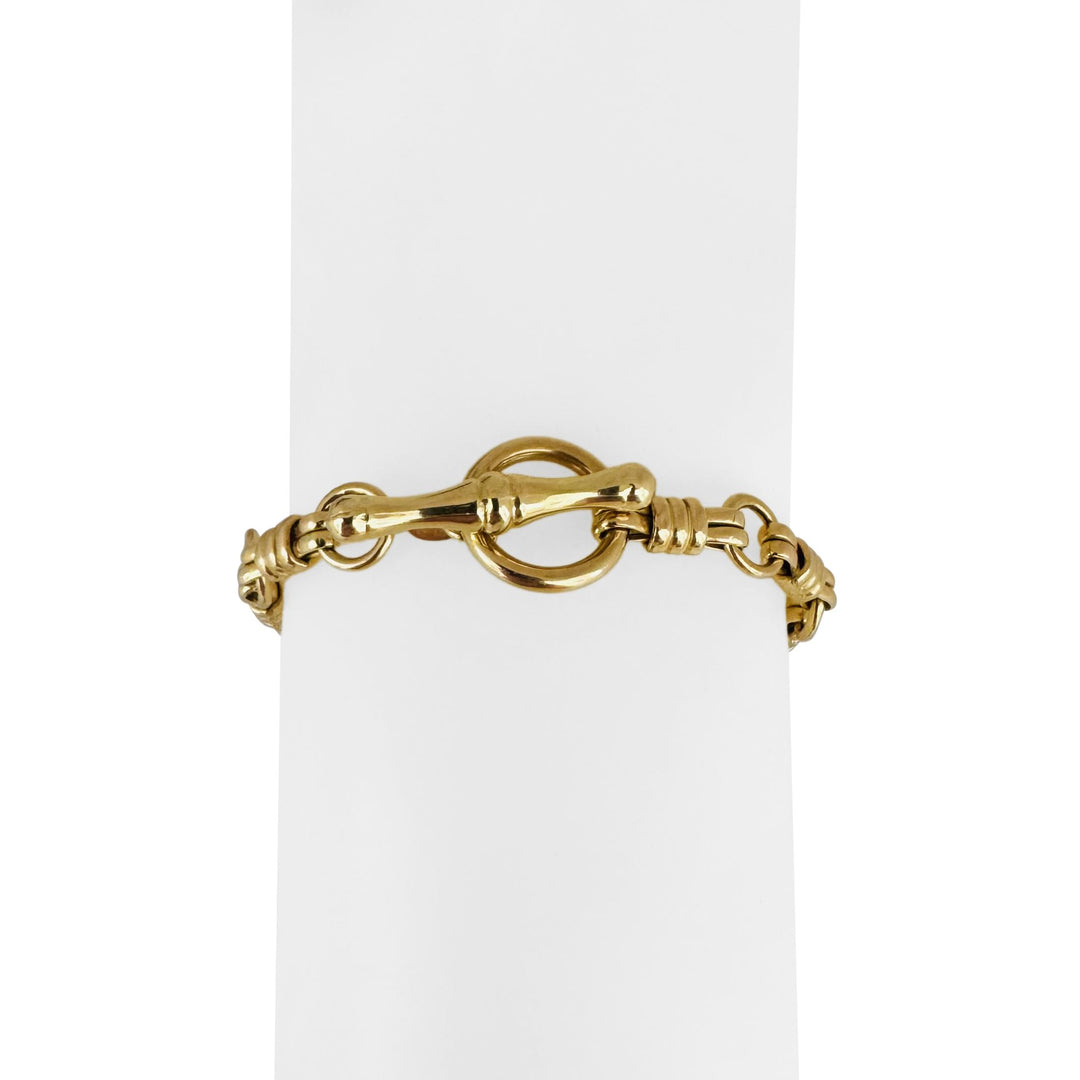 14k Yellow Gold 7.6g Ladies Fancy Link Toggle T Bar Bracelet Italy 7.5"