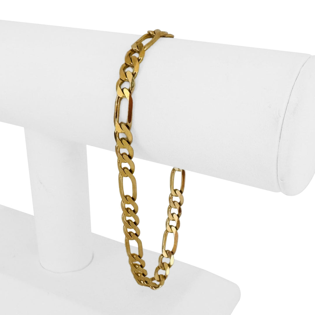 14k Yellow Gold 13.5g Solid Men's 6.5mm Figaro Link Bracelet Italy 9"