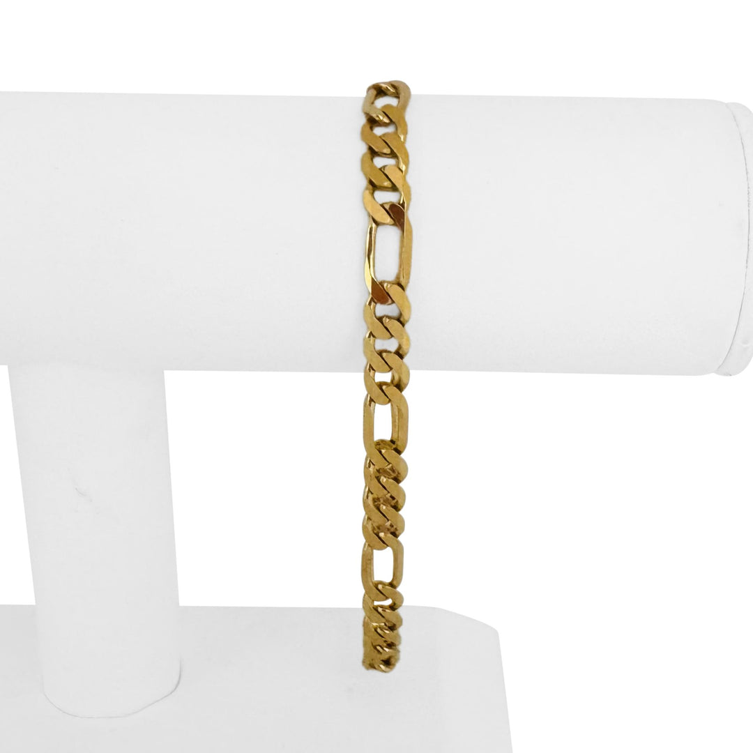 14k Yellow Gold 13.5g Solid Men's 6.5mm Figaro Link Bracelet Italy 9"