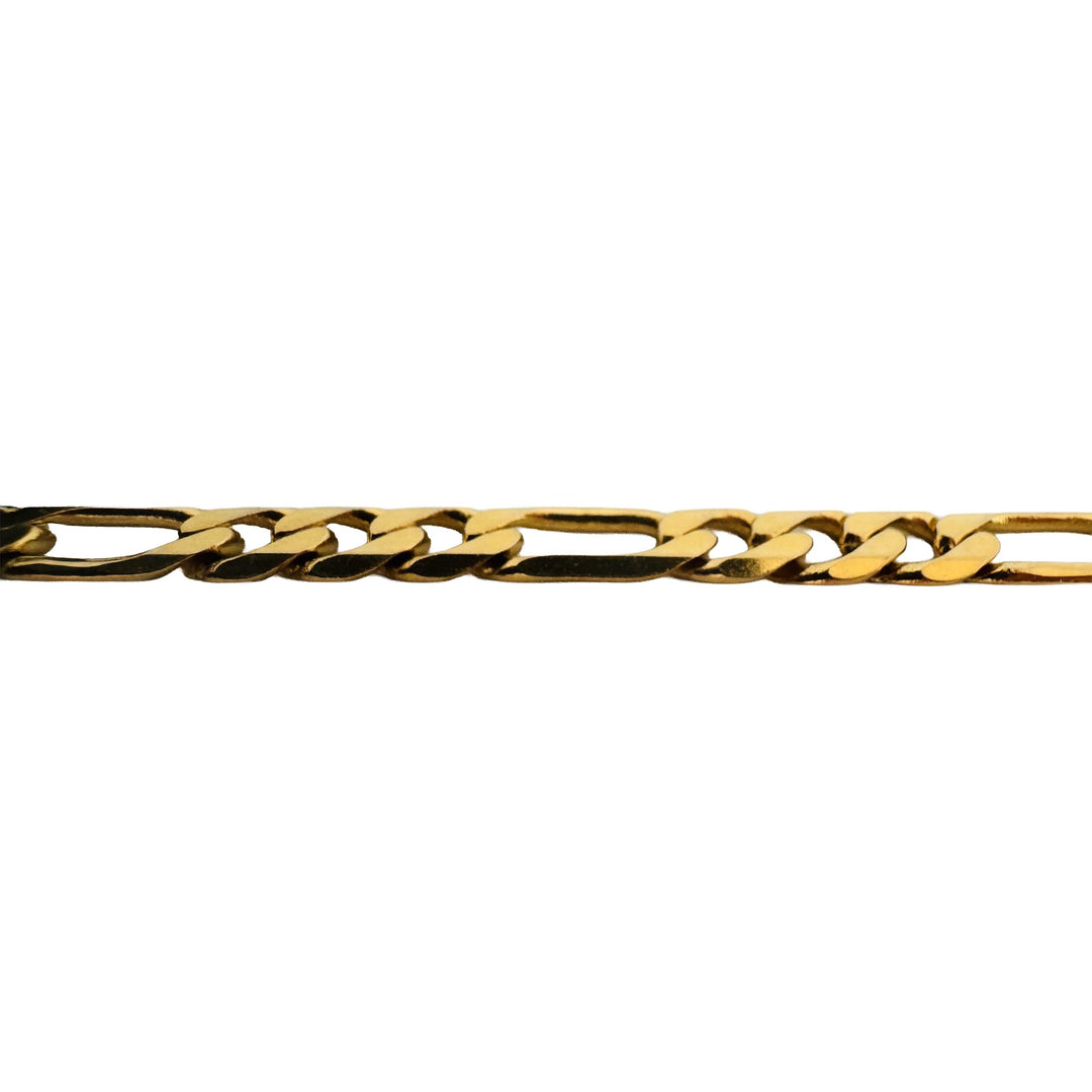 14k Yellow Gold 13.5g Solid Men's 6.5mm Figaro Link Bracelet Italy 9"