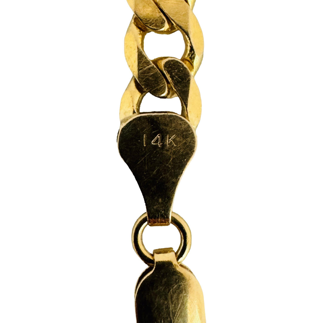 14k Yellow Gold 13.5g Solid Men's 6.5mm Figaro Link Bracelet Italy 9"