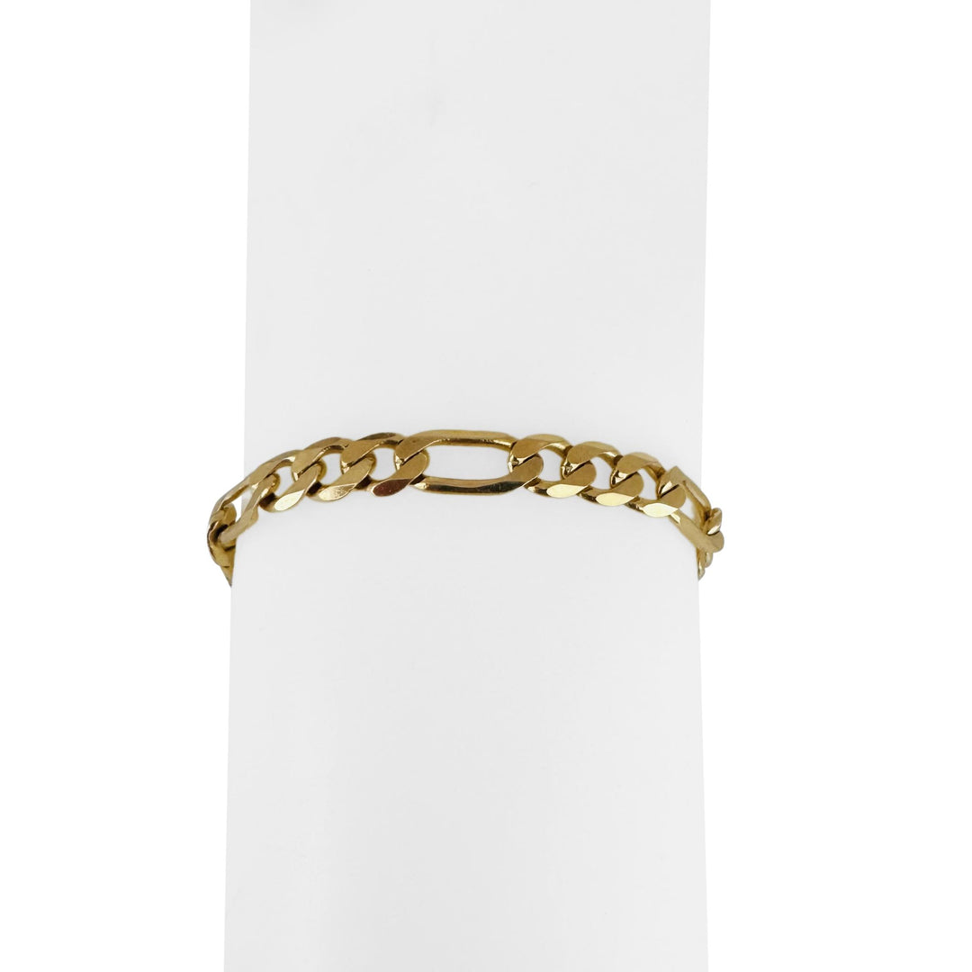 14k Yellow Gold 13.5g Solid Men's 6.5mm Figaro Link Bracelet Italy 9"