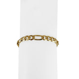 14k Yellow Gold 13.5g Solid Men's 6.5mm Figaro Link Bracelet Italy 9"